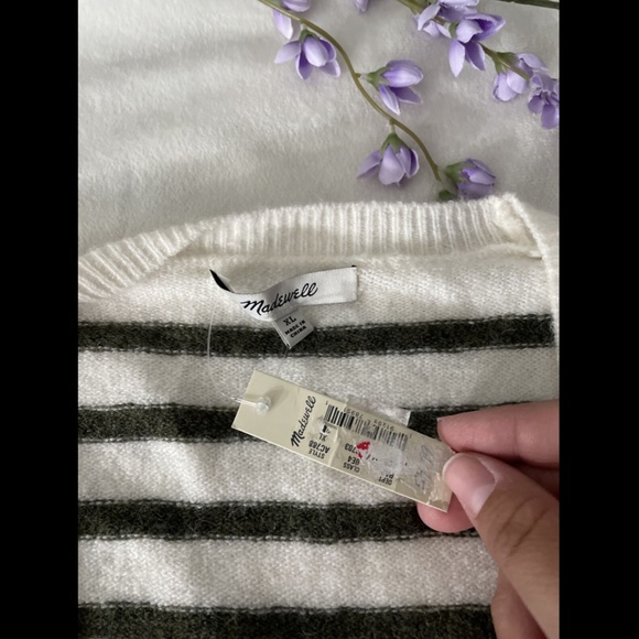 NWT Madewell Green Elthorne Stripe Wrap Sweater XL - Picture 5 of 12